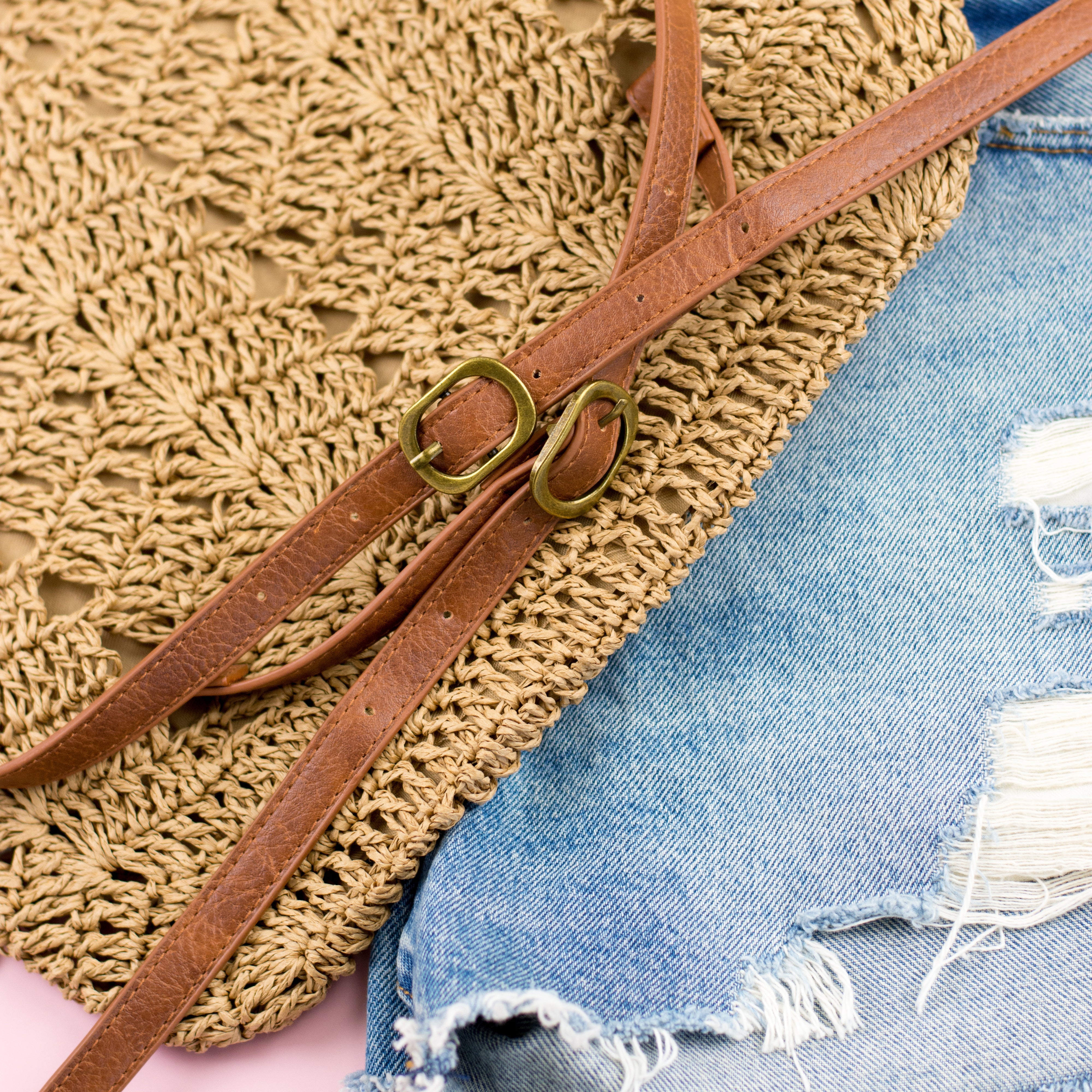 Woven Straw Backpack