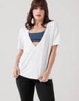 POPFLEX Full Size Daring Deep V Tee - White