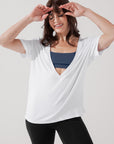 POPFLEX Full Size Daring Deep V Tee - White