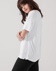 POPFLEX Full Size Daring Deep V Tee - White