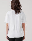 POPFLEX Full Size Daring Deep V Tee - White