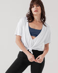 POPFLEX Full Size Daring Deep V Tee - White