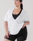 POPFLEX Full Size Daring Deep V Tee - White