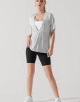 POPFLEX Full Size Daring Deep V Tee - Heather Grey