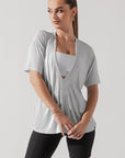 POPFLEX Full Size Daring Deep V Tee - Heather Grey