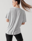 POPFLEX Full Size Daring Deep V Tee - Heather Grey