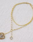 Double Chain Heart Pendant Necklace – Layered Gold Links with Vintage-Style Charm