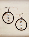 Western Copper Hoop Earrings w/ Glass Pearl Beads 217h