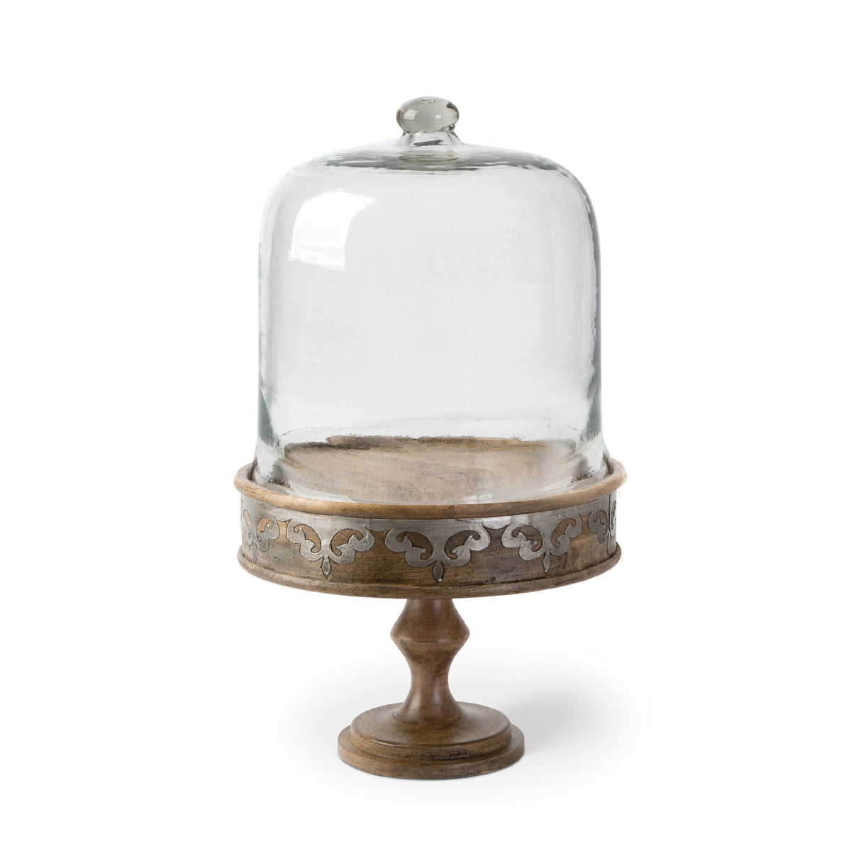Heritage Inlay Wood Cake Pedestal with Dome