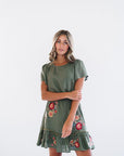 Cammy Short Sleeve Dress in Olive