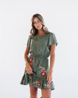 Cammy Short Sleeve Dress in Olive