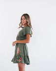 Cammy Short Sleeve Dress in Olive