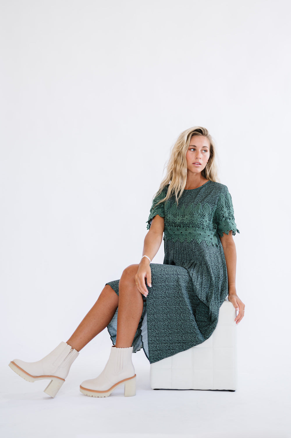 Milly Dress in Hunter Green