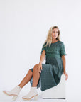 Milly Dress in Hunter Green