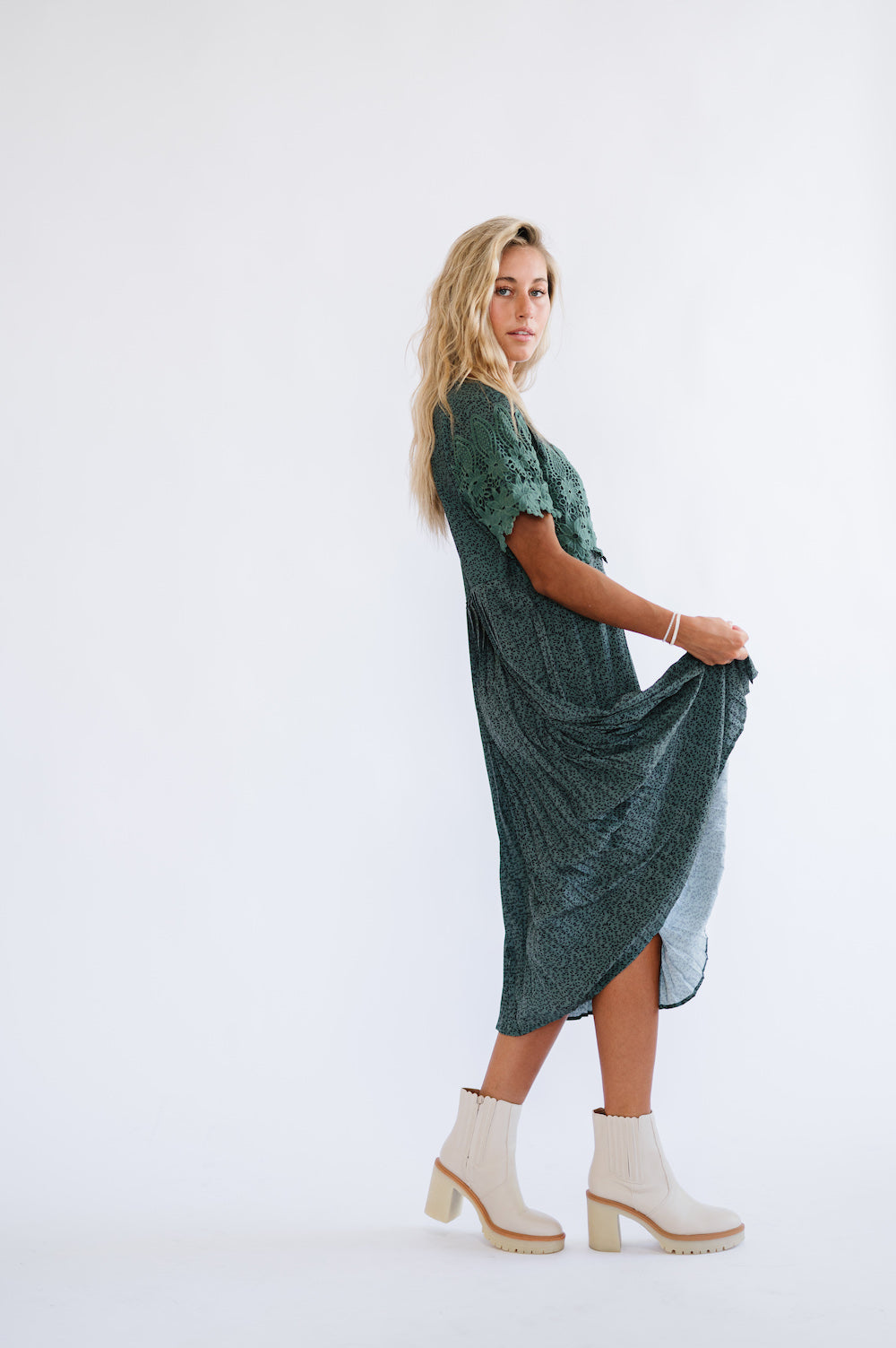 Milly Dress in Hunter Green