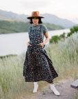 Shay Overall Dress in Floral Navy