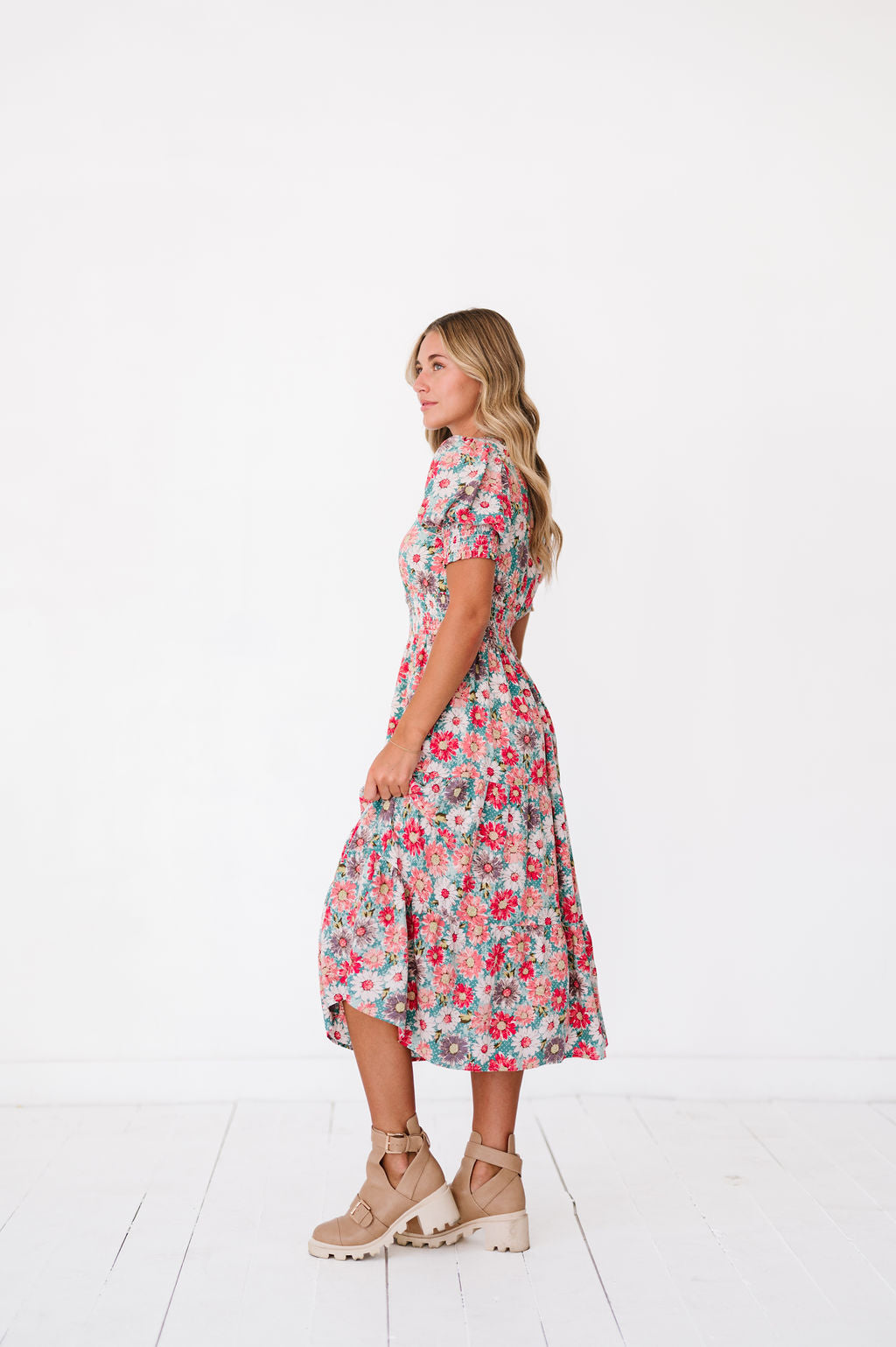 Margo Dress in Floral Teal