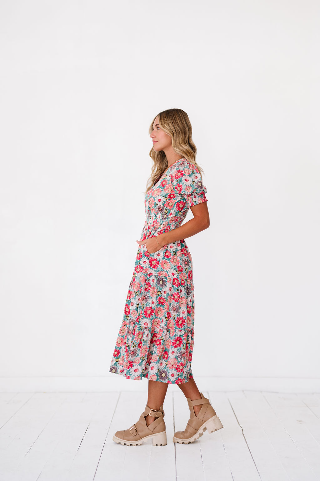 Margo Dress in Floral Teal