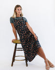 Shay Overall Dress in Floral Navy