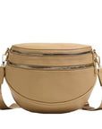Sabrina Double Zip Leather Crescent Sling