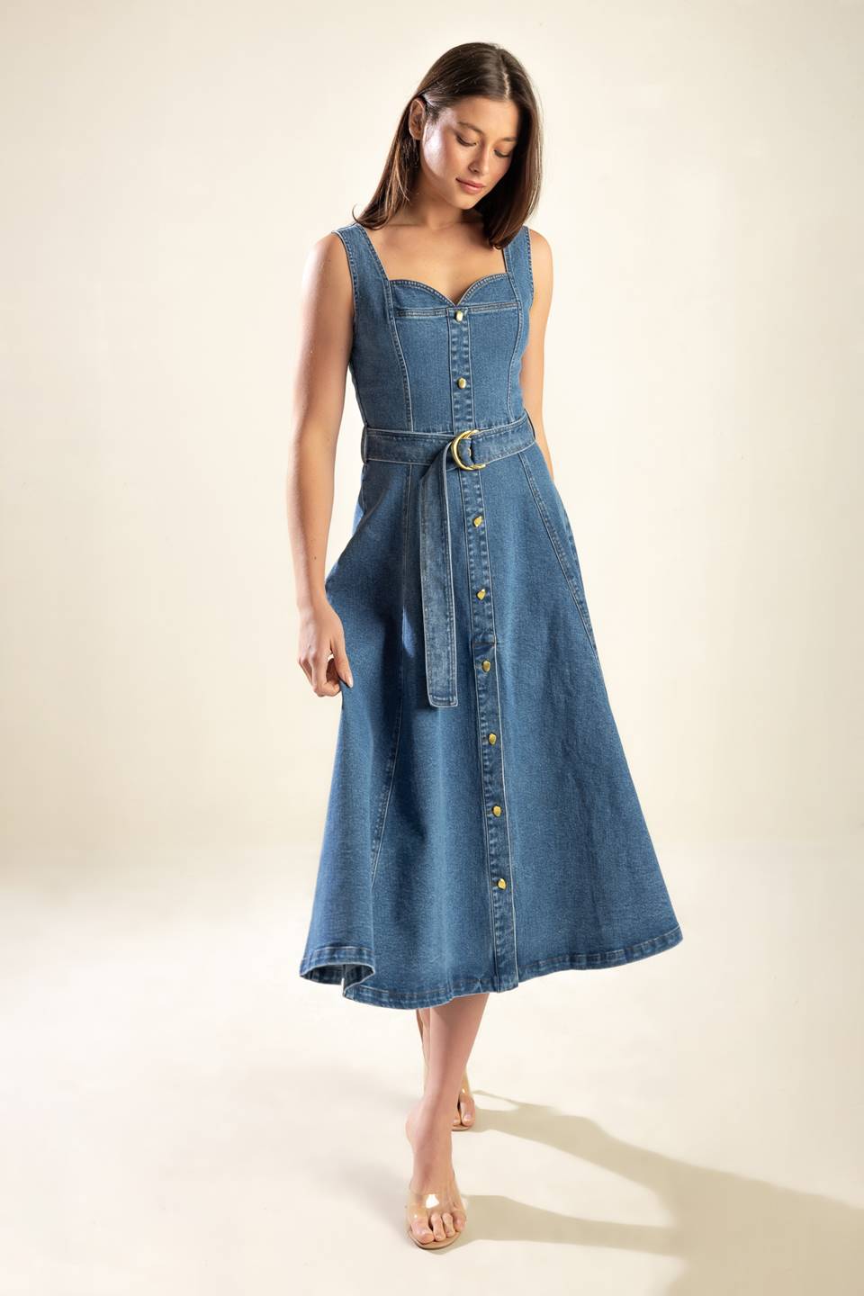 Flying Tomato Prettiest Behavior Denim Midi Dress