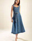 Flying Tomato Prettiest Behavior Denim Midi Dress