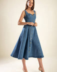 Flying Tomato Prettiest Behavior Denim Midi Dress