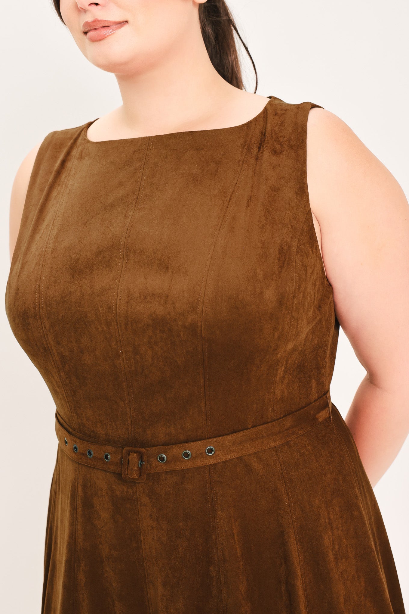 Flying Tomato | Tobacco Faux Suede Midi Dress