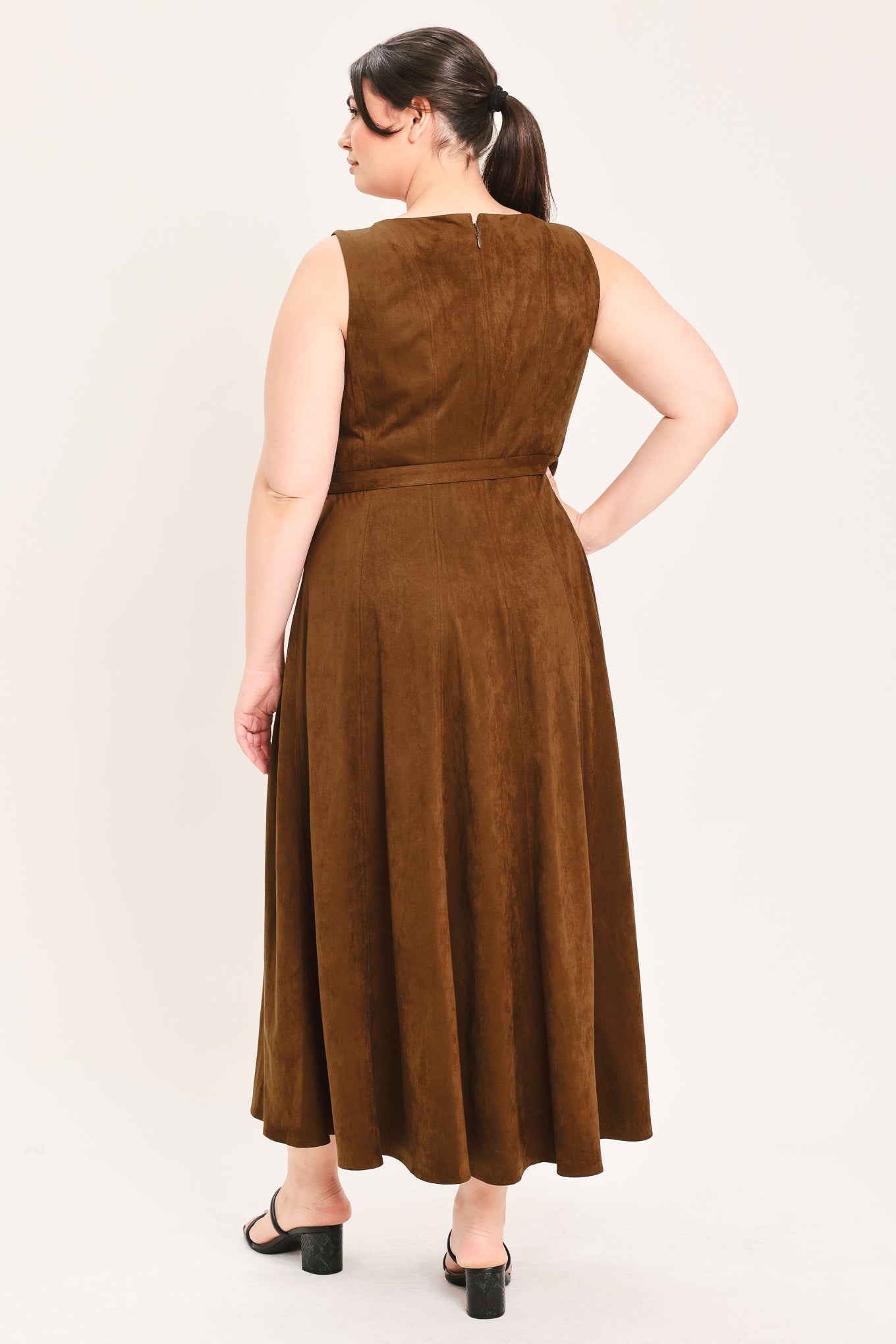 Flying Tomato | Tobacco Faux Suede Midi Dress