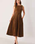 Flying Tomato | Tobacco Faux Suede Midi Dress