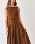 Flying Tomato | Tobacco Faux Suede Midi Dress