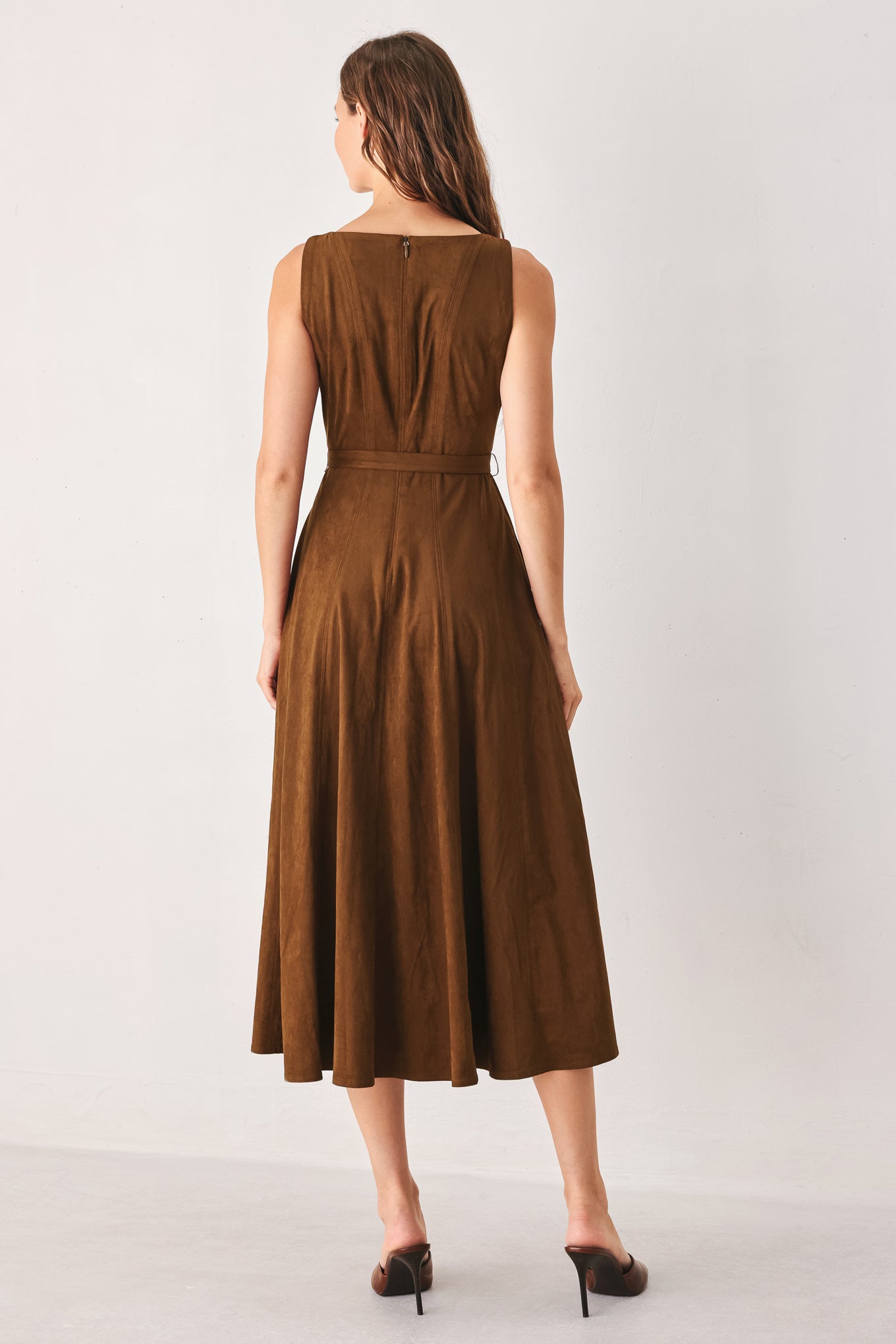 Flying Tomato | Tobacco Faux Suede Midi Dress