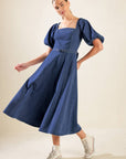 Flying Tomato All Spruced Up Denim Midi Dress