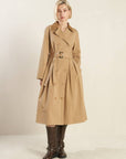 Flying Tomato Falling Leaves Woven Midi Trench Coat