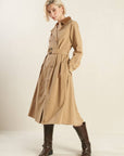 Flying Tomato Falling Leaves Woven Midi Trench Coat