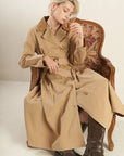 Flying Tomato Falling Leaves Woven Midi Trench Coat