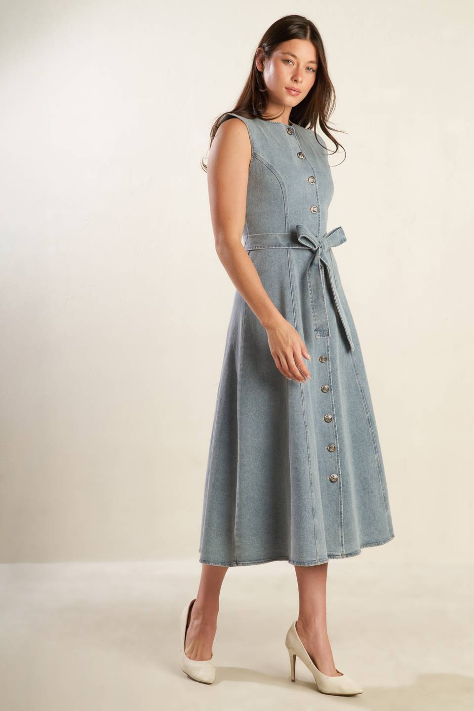 Flying Tomato Nautical &amp; Nice Denim Midi Dress