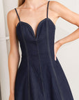 Raw Elegance Denim Midi Dress