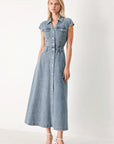 Classic Flow Denim Midi Dress