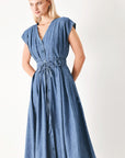 Midnight Flow Denim Midi Dress