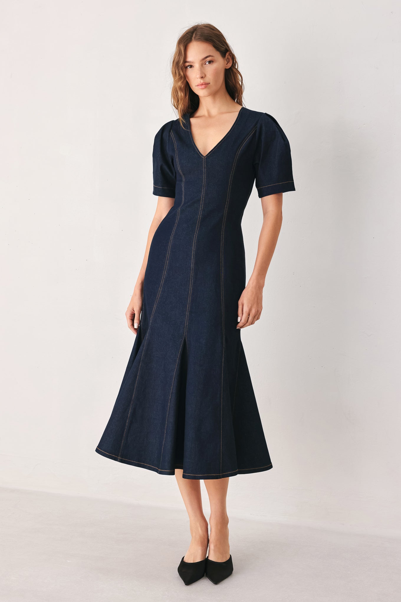 Flying Tomato After Dark Denim Midi Dress