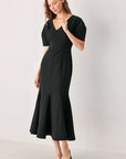 Flying Tomato Soiree Puff Woven Midi Dress