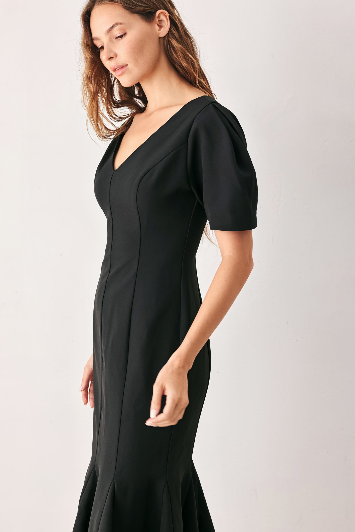 Flying Tomato Soiree Puff Woven Midi Dress