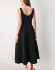 Flying Tomato Jeweled Noir Black Belted Midi Dress