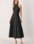 Flying Tomato After Dark Halter Denim Midi Dress
