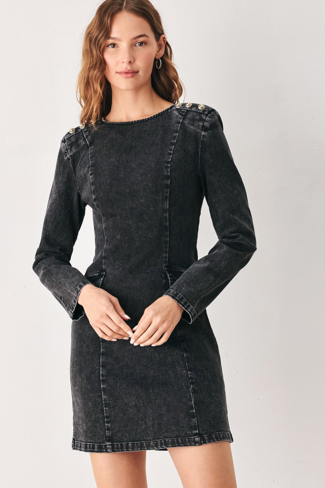 Flying Tomato Midnight Studded Denim Mini Dress