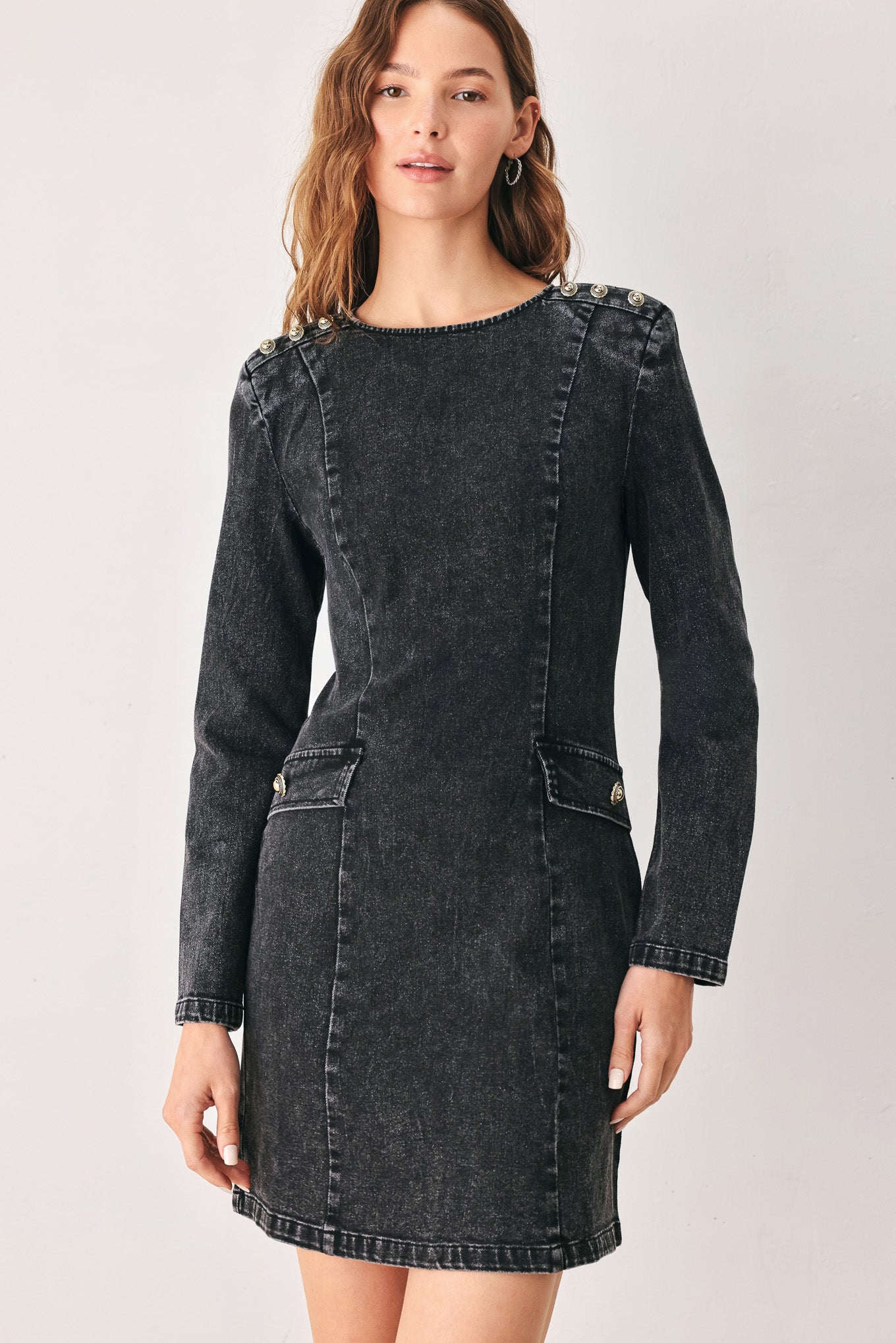 Flying Tomato Midnight Studded Denim Mini Dress
