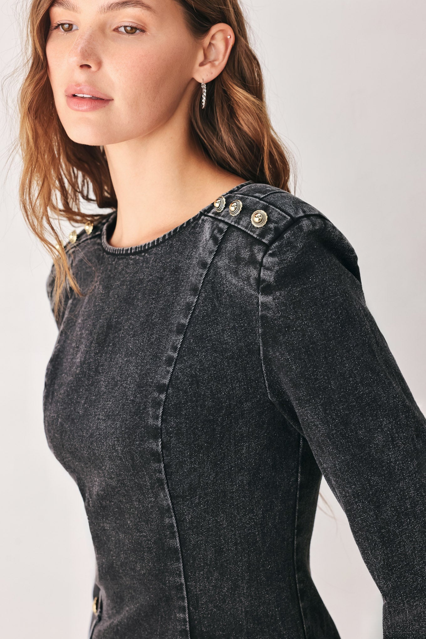 Flying Tomato Midnight Studded Denim Mini Dress