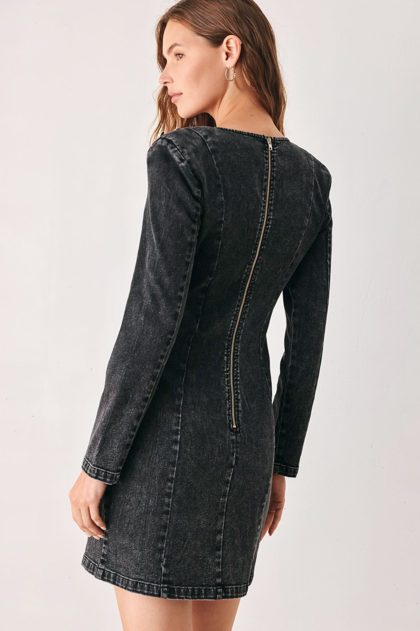 Flying Tomato Midnight Studded Denim Mini Dress