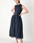 Flying Tomato | Navy Lace Denim Midi Dress